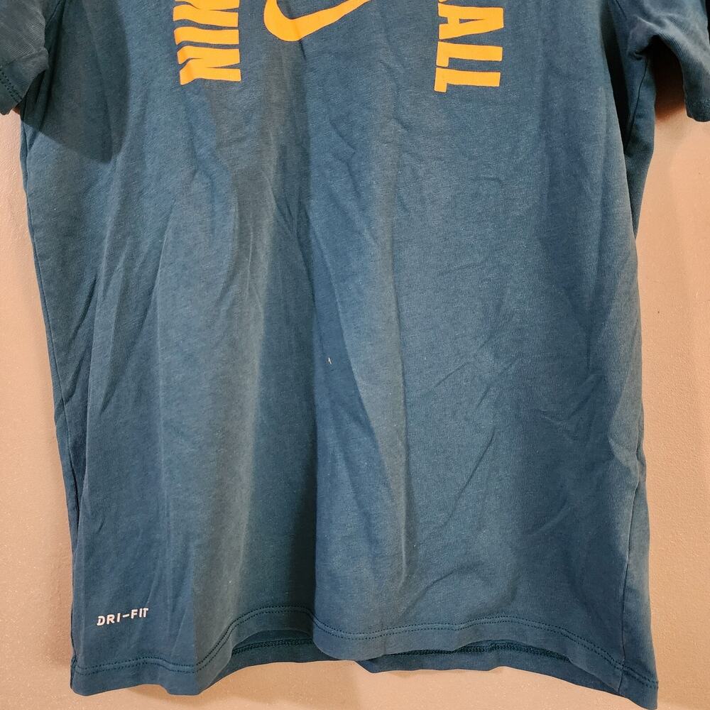 The Nike Dri Fit Boys Tee Size L 10 Teal Short Sleeve Crew Neck Basketball Shirt - Picture 4 of 8